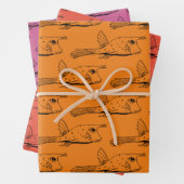 Kuh Fisch Wassertiere Muster Orange Red Lila Geschenkpapier Set (Beispiel)