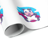 Kuh fliegender Himmelscape lustig niedlich Geschenkpapier (Rolleneckpunkt)