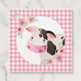Kuh Floral Pink Gingham Landtiere Vielen Dank Geschenkanhänger