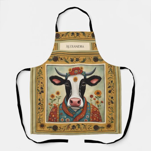 Kuh Floral Schürze (Vorderseite)