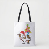 Kuh frohe Weihnachten Frauen Tragetaschen Land Tasche (Vorderseite)
