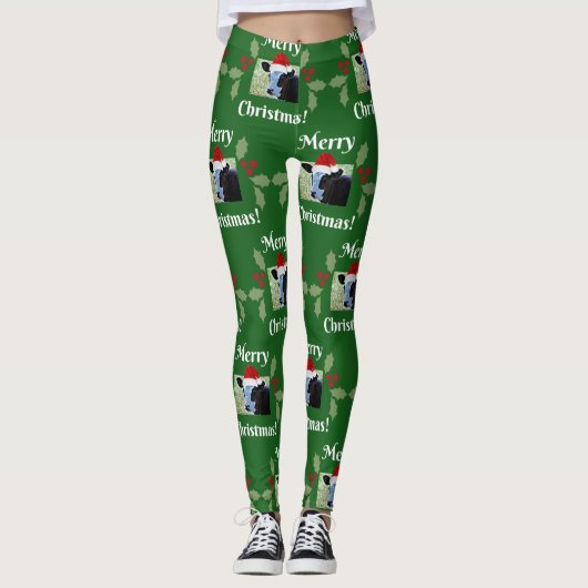 Kuh Frohe Weihnachten Leggings (Vorderseite)