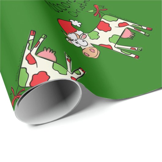 Kuh Funny Cartoon Weihnachtsfeiertag Geschenkpapier (Rolleneckpunkt)