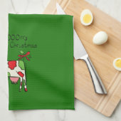 Kuh Funny Cartoon Weihnachtsfeiertag Geschirrtuch (Viertel Falte)