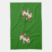 Kuh Funny Cartoon Weihnachtsfeiertag Geschirrtuch (Vertikal)