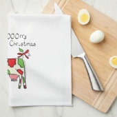 Kuh Funny Cartoon Weihnachtsfeiertag Geschirrtuch (Viertel Falte)