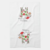 Kuh Funny Cartoon Weihnachtsfeiertag Geschirrtuch (Vertikal)