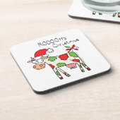 Kuh Funny Cartoon Weihnachtsfeiertag Getränkeuntersetzer (Linke Seite)