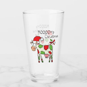 Kuh Funny Cartoon Weihnachtsfeiertag Glas