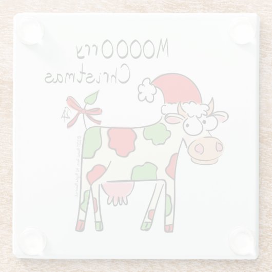Kuh Funny Cartoon Weihnachtsfeiertag Glasuntersetzer (Rückseite)