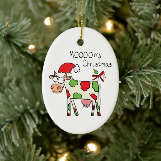 Kuh Funny Cartoon Weihnachtsfeiertag Keramik Ornament (Baum)