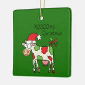 Kuh Funny Cartoon Weihnachtsfeiertag Keramikornament (Links)