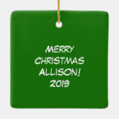 Kuh Funny Cartoon Weihnachtsfeiertag Keramikornament (Rückseite)