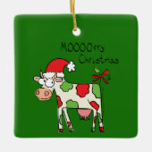Kuh Funny Cartoon Weihnachtsfeiertag Keramikornament (Vorderseite)