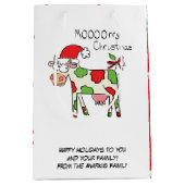 Kuh Funny Cartoon Weihnachtsfeiertag Mittlere Geschenktüte (Vorderseite)