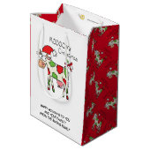Kuh Funny Cartoon Weihnachtsfeiertag Mittlere Geschenktüte (Rückseite Schrägansicht)