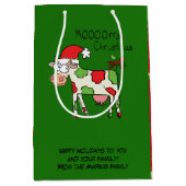 Kuh Funny Cartoon Weihnachtsfeiertag Mittlere Geschenktüte (Vorderseite)