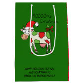 Kuh Funny Cartoon Weihnachtsfeiertag Mittlere Geschenktüte (Rückseite)