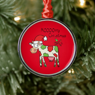 Kuh Funny Cartoon Weihnachtsfeiertag Ornament Aus Metall