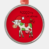 Kuh Funny Cartoon Weihnachtsfeiertag Ornament Aus Metall (Vorne)