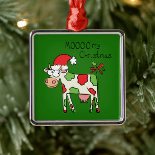 Kuh Funny Cartoon Weihnachtsfeiertag Ornament Aus Metall