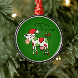 Kuh Funny Cartoon Weihnachtsfeiertag Ornament Aus Metall