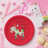 Kuh Funny Cartoon Weihnachtsfeiertag Pappteller (Party)
