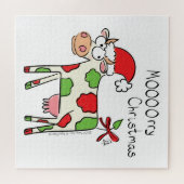 Kuh Funny Cartoon Weihnachtsfeiertag Puzzle (Horizontal)