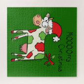 Kuh Funny Cartoon Weihnachtsfeiertag Puzzle (Horizontal)