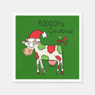Kuh Funny Cartoon Weihnachtsfeiertag Serviette
