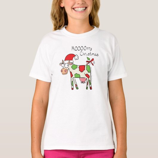 Kuh Funny Cartoon Weihnachtsfeiertag T-Shirt (Vorderseite)