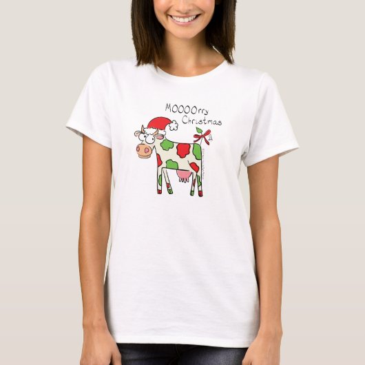 Kuh Funny Cartoon Weihnachtsfeiertag T-Shirt (Vorderseite)