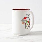 Kuh Funny Cartoon Weihnachtsfeiertag Zweifarbige Tasse (VorderseiteRechts)