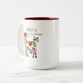 Kuh Funny Cartoon Weihnachtsfeiertag Zweifarbige Tasse (Vorderseite Links)
