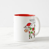 Kuh Funny Cartoon Weihnachtsfeiertag Zweifarbige Tasse (VorderseiteRechts)