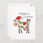 Kuh Funny Cartoon Weihnachtskarte Postkarte (Vorne/Hinten)