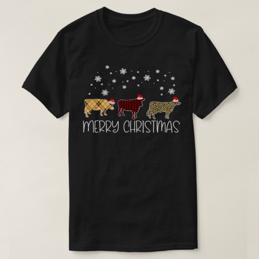 Kuh Funny Cattle Frohe Weihnachten Niedlicher Kari T-Shirt (Design vorne)