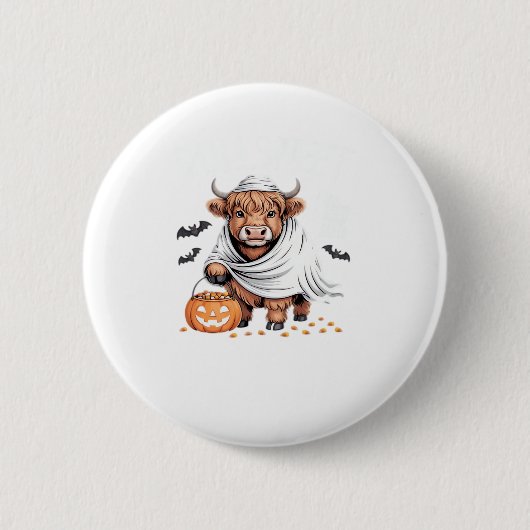 Kuh Funny Halloween Spooky Tierliebhaber Essenziel Button (Vorderseite)