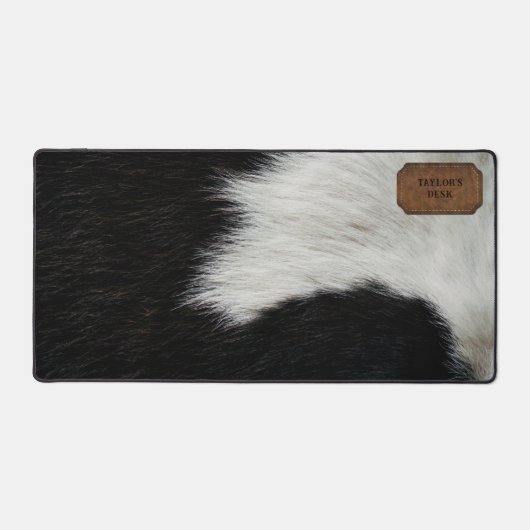 Kuh Fur und Leder aus schwarzem Imitat Schreibtischunterlage (Vorderseite)