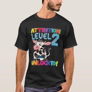 Kuh Gamer Boy Achtung Stufe 2 Entsperrtes Gaming B T-Shirt