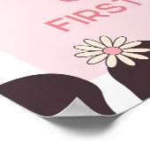 Kuh Geburtstag Blumenrosa Begrüßungszeichen Poster (Ecke)