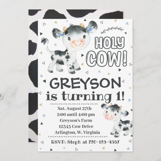 Kuh Geburtstag Einladung Heilige Kuh Einladung (Vorne/Hinten)