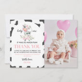 Kuh Geburtstag Foto Danke Karte (Vorderseite)