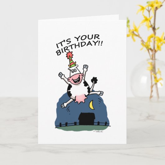 Kuh Geburtstagskarte Karte (Gelbe Blume)