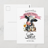 Kuh Geburtstagsmädchen Postkarte (Vorne/Hinten)