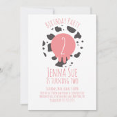 Kuh Geburtstagspartei Tierdruckmuster rosa braun Einladung (Vorderseite)
