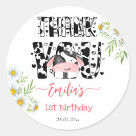 Kuh Geburtstagsparty Kuh Muster daisdanke Runder Aufkleber