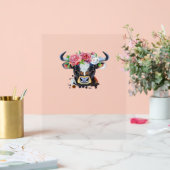 Kuh gekrönt mit Blume Klassischer T - Shirt Acrylschild (Hochzeit)