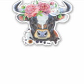 Kuh gekrönt mit Blume Klassischer T - Shirt Aufkleber (Vorderseite)