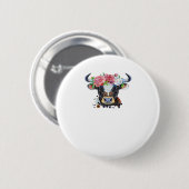 Kuh gekrönt mit Blume Klassischer T - Shirt Button (Vorne & Hinten)